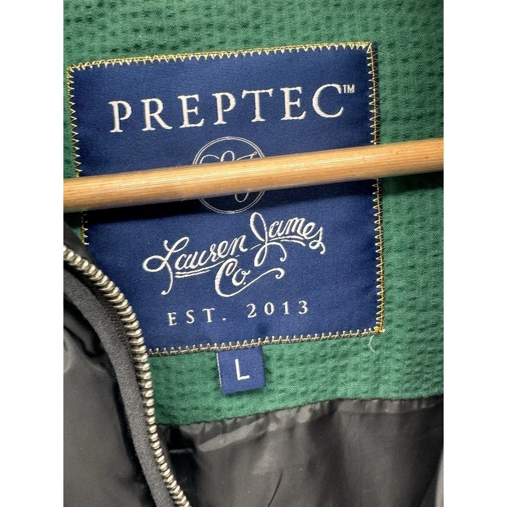 Lauren James Preptec Vest Women Large Black Down Filled Quilted Full Zip Pockets